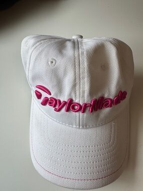 TaylorMade White Cap with Hot Pink Logo